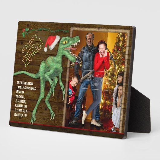 Weihnachtsfamilie Foto Funny Velociraptor Dinosaur Fotoplatte (Seite)
