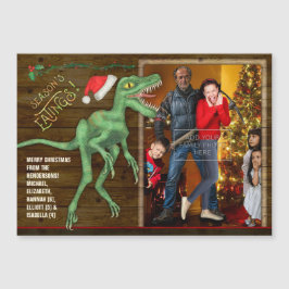 Weihnachtsfamilie Foto Funny Velociraptor Dinosaur Magnetkarte
