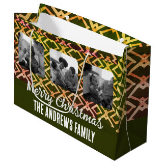 Weihnachtsfamilie Foto Geometrisch grün Große Geschenktüte