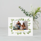 Weihnachtsfamilie Foto Gold Folien Feiertagspostkarte (Stehend vorne)