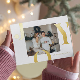 Weihnachtsfamilie Foto | Gold Joy Postcard Folien Feiertagspostkarte