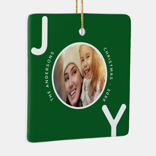 Weihnachtsfamilie Foto grün Freude modern Keramikornament (Rechts)