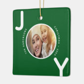 Weihnachtsfamilie Foto grün Freude modern Keramikornament (Links)