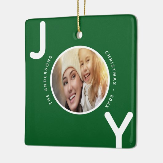 Weihnachtsfamilie Foto grün Freude modern Keramikornament (Links)