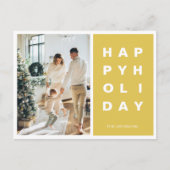Weihnachtsfamilie Foto | Happy Holidays Gelb Postkarte (Vorderseite)