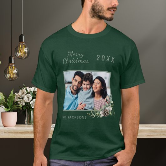 Weihnachtsfamilie Foto Kegel-Namen T-Shirt