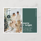 Weihnachtsfamilie Foto | Merry + Bright Green Postkarte (Vorderseite)