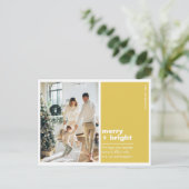 Weihnachtsfamilie Foto | Merry + Hellgelb Postkarte (Stehend Vorderseite)