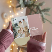 Weihnachtsfamilie Foto | Merry + Hellrosa Postkarte