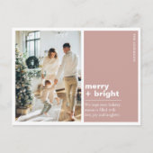 Weihnachtsfamilie Foto | Merry + Hellrosa Postkarte (Vorderseite)