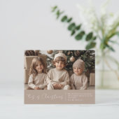 Weihnachtsfamilie Foto | Red Joy Postcard Postkarte (Stehend Vorderseite)