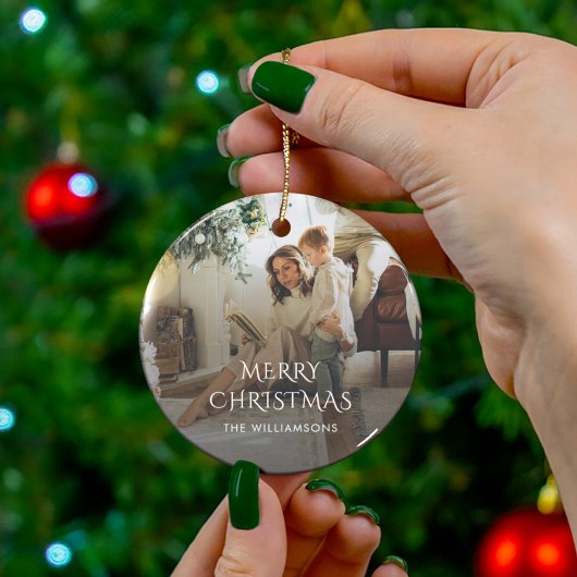 Weihnachtsfamilie Foto Rustikal Keramik Ornament
