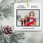 Weihnachtsfamilie Foto Schwarz-weiß elegant Keramikornament