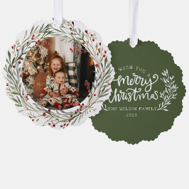 Weihnachtsfamilie Foto Watercolor Feuerwerk Ornament Karte