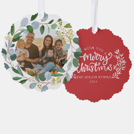 Weihnachtsfamilie Foto Watercolor Feuerwerk Ornament Karte