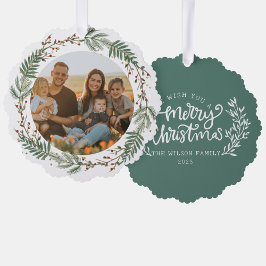 Weihnachtsfamilie Foto Watercolor Feuerwerk Ornament Karte