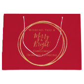 Weihnachtsfamilie froh und hellrot Gold Große Geschenktüte (Vorderseite)