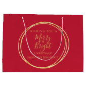 Weihnachtsfamilie froh und hellrot Gold Große Geschenktüte (Rückseite)