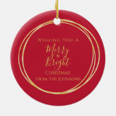 Weihnachtsfamilie froh und hellrot Gold Keramik Ornament (Hinten)