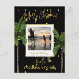 Weihnachtsfamilie Gold Black Tropical Urlaub Feiertagspostkarte