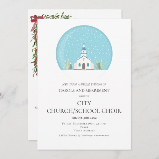 Weihnachtsfamilie Karaoke Kirche Einladung (Vorne/Hinten)