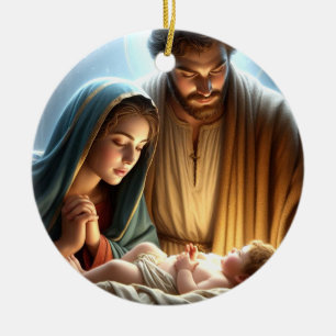 Weihnachtsfamilie Keramik Ornament