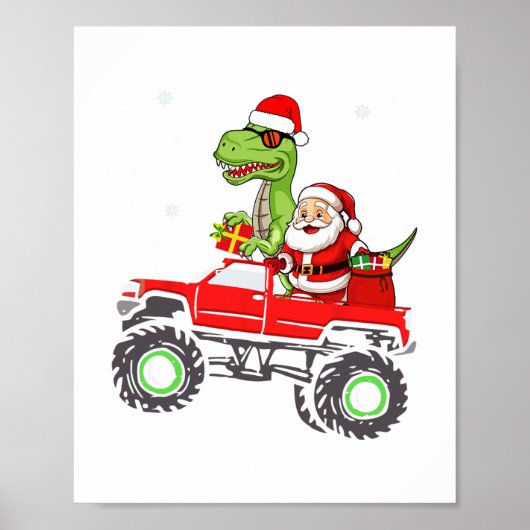 Weihnachtsfamilie Matching santa LKW Dinosaurier J Poster (Vorne)