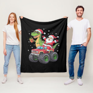 Weihnachtsfamilie Matching Santa Truck Dinosaur Fleecedecke