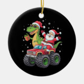 Weihnachtsfamilie Matching Santa Truck Dinosaur Keramik Ornament (Vorne)