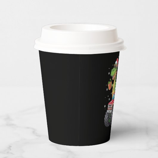 Weihnachtsfamilie Matching Santa Truck Dinosaur Pappbecher (Rechts)