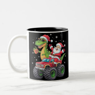 Weihnachtsfamilie Matching Santa Truck Dinosaur Zweifarbige Tasse