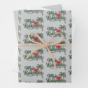 Weihnachtsfamilie Mele Kalikimaka Hawaii Strand  Geschenkpapier Set