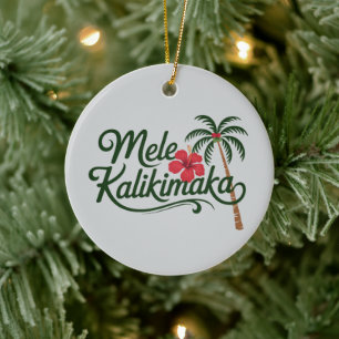 Weihnachtsfamilie Mele Kalikimaka Hawaii Strand  Keramik Ornament