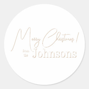 Weihnachtsfamilie Minimal Boho White Runder Aufkleber