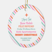Weihnachtsfamilie Multi Language Tree Keramik Ornament (Links)