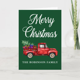 Weihnachtsfamilie Name Vintager Truckbaum Geschenk Karte