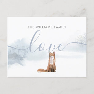 Weihnachtsfamilie Name Winter Woodland Fox Feiertagspostkarte