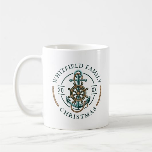 Weihnachtsfamilie Nautic Boat Holiday Custom Kaffeetasse (Links)