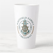 Weihnachtsfamilie Nautic Boat Holiday Custom Milchtasse (Vorderseite)