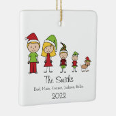 Weihnachtsfamilie Niedlich mit Hund Keramikornament (Rechts)