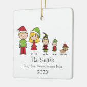 Weihnachtsfamilie Niedlich mit Hund Keramikornament (Links)