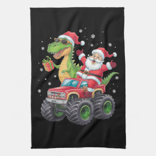 Weihnachtsfamilie passend zum Santa Truck Dinosaur Geschirrtuch