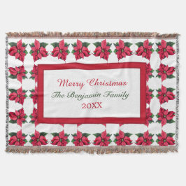 Weihnachtsfamilie Poinsettia Holiday Personalisier Decke
