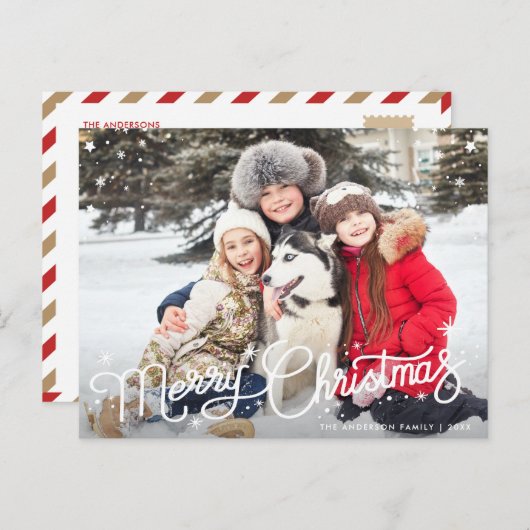 Weihnachtsfamilie Postkarte (Vorne/Hinten)