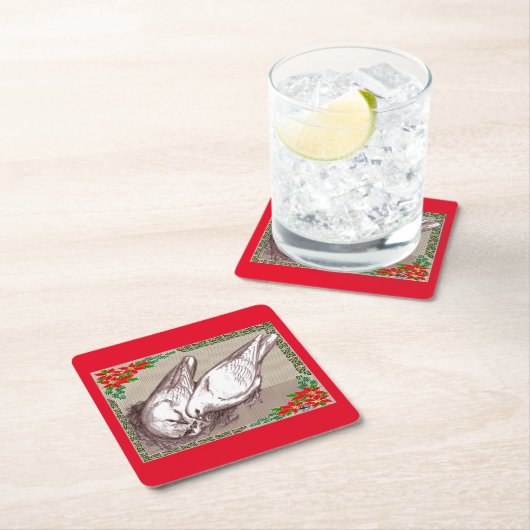 Weihnachtsfamilie Rechteckiger Pappuntersetzer (Vor Ort)