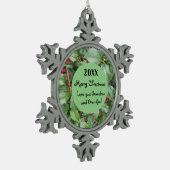 Weihnachtsfamilie Schneeflocken Zinn-Ornament (Links)