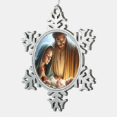 Weihnachtsfamilie Schneeflocken Zinn-Ornament (Rechts)