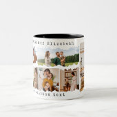 Weihnachtsfamilie Sieben Foto Collage Custom Gesch Zweifarbige Tasse (Mittel)