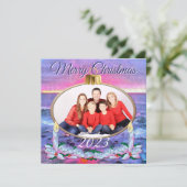 Weihnachtsfamilie Sunset 0909 Feiertagskarte (Stehend Vorderseite)