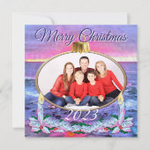 Weihnachtsfamilie Sunset 0909 Feiertagskarte (Vorderseite)